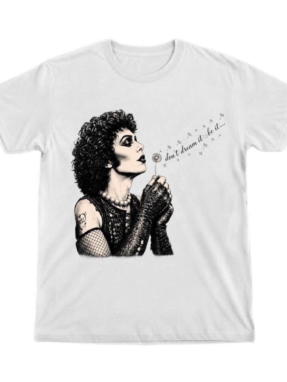 Gildan White Graphic T-Shirt with Tim Curry